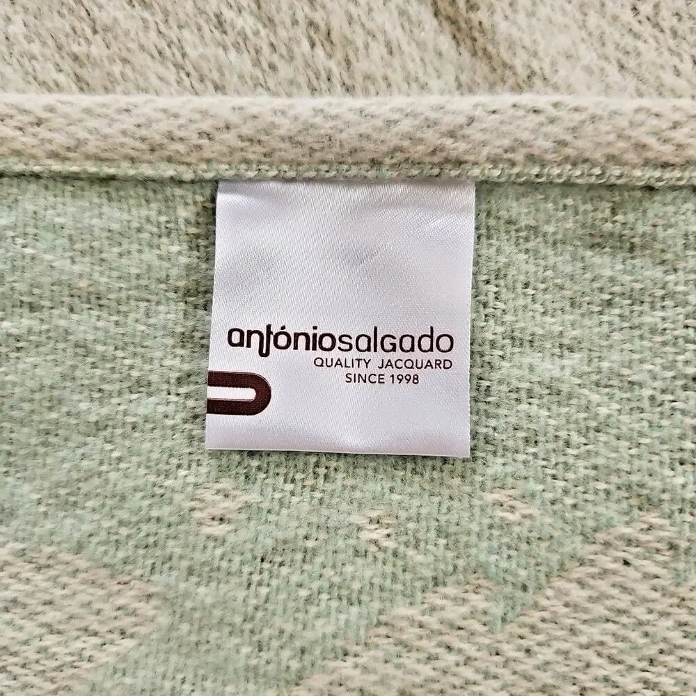 Antonio Salgado Jacquard Christmas Blanket Soft Green Fuzzy Trees Cotton